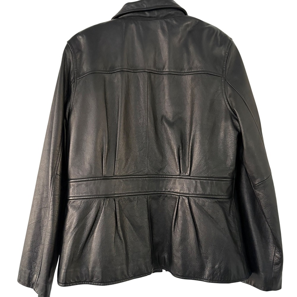 Wilsons Leather Jacket Black Thinsulate Ultra Insulated Zip Up Womens LG Biker - Picture 2 of 13